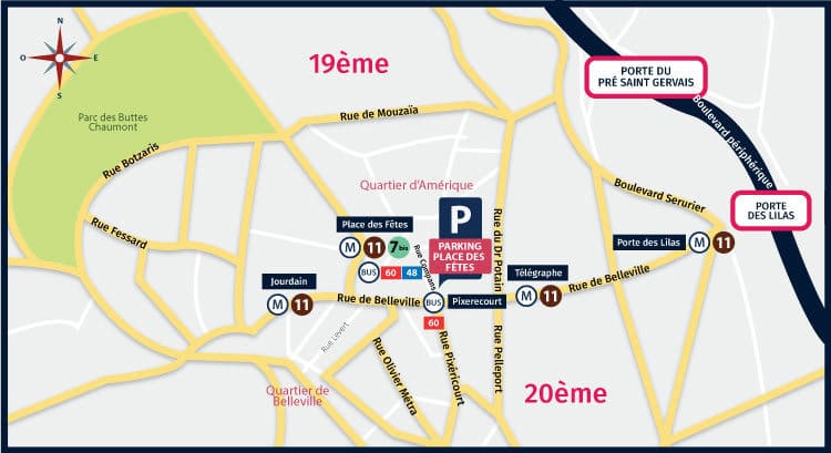 Parking Paris 75019 carte